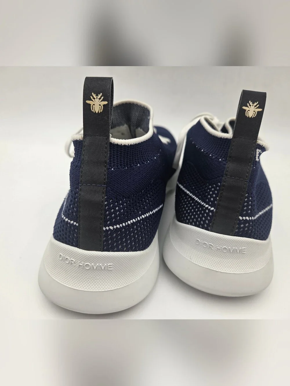 Dior Navy Blue and White Knit Slip-On Sneaker Size 40